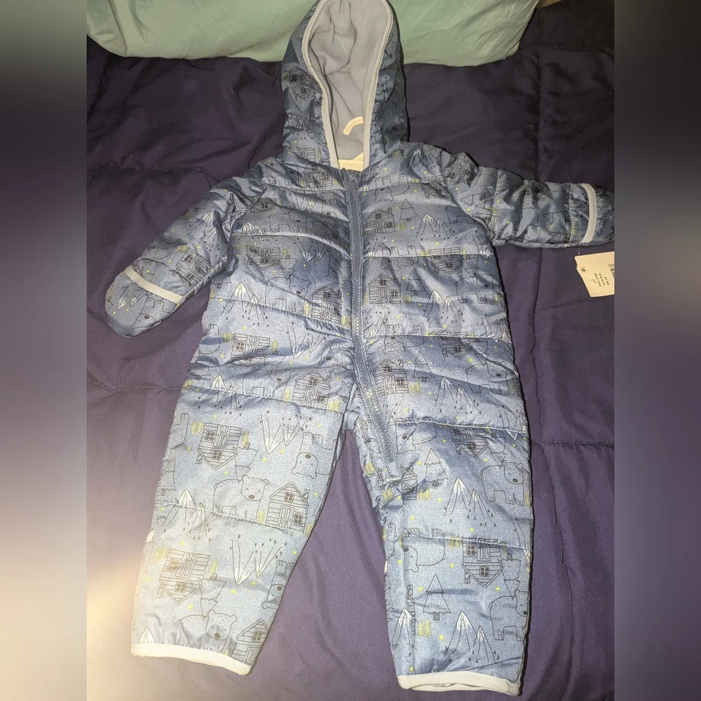 CARTER'S Printed Fleece Lined Hooded Snowsuit 6 M NWT